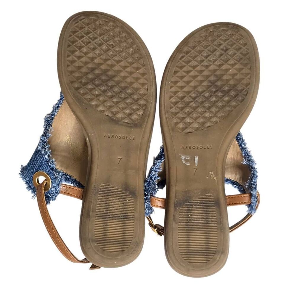 Aerosoles Conclusion Denim Fringe Sandals Blue Jean Boho Slingback Size 7 - Picture 7 of 13